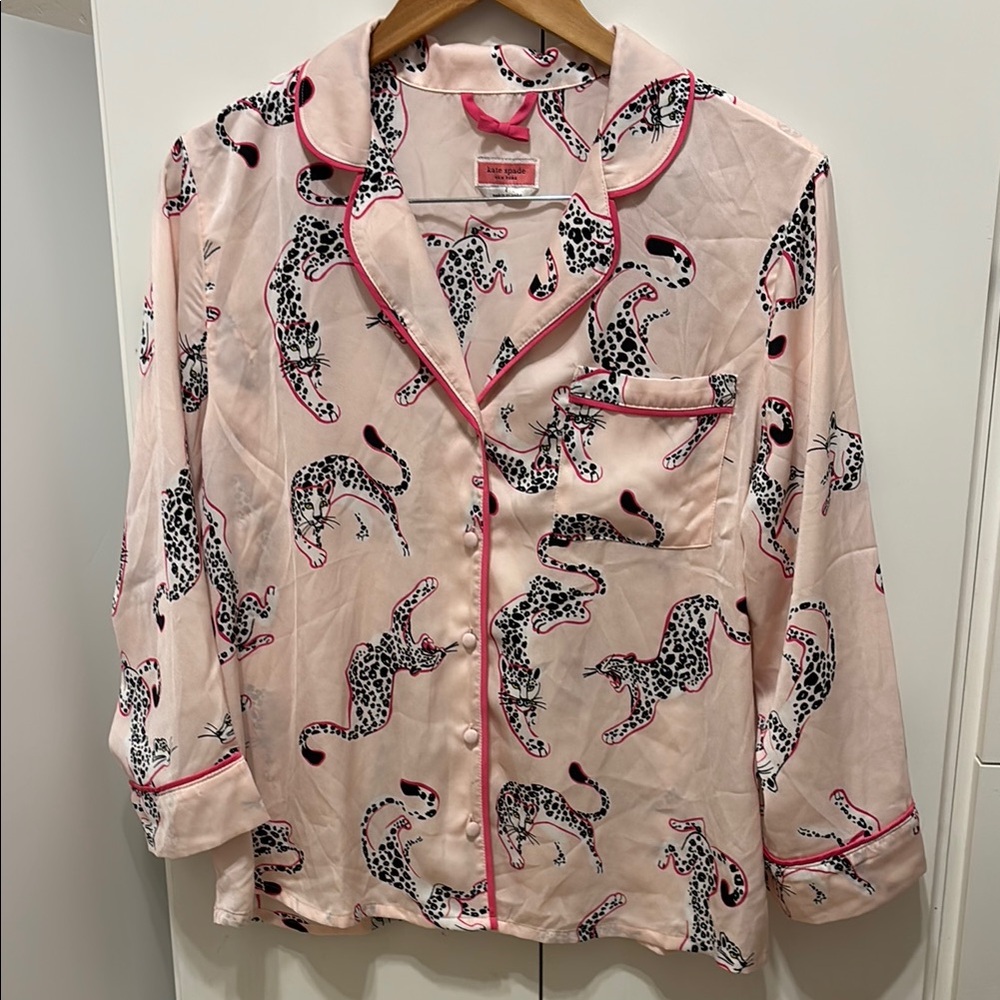 Silky Kate Spade Blush Jaguar Pajama Set - L - Picture 4 of 6